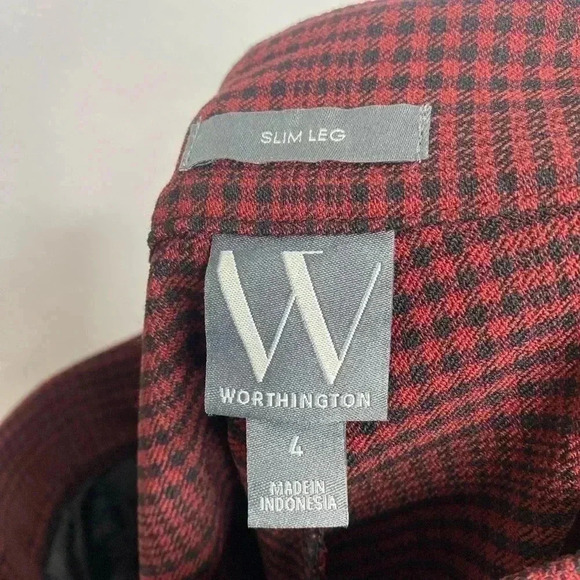 Worthington Slim Leg High Rise Plaid Pants - Picture 6 of 7